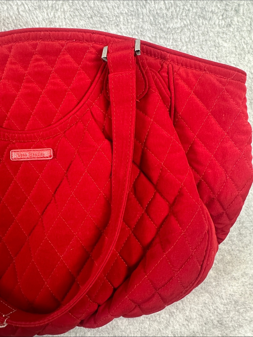Vera Bradley Quilted Deep Red Shoulder Tote - Picture 4 of 9